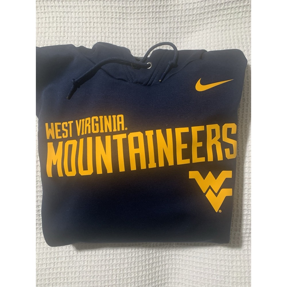 Nike Dri Fit West Virginia Mountaineers Hoodie Men's Size Medium Blue Sweatshirt - Picture 11 of 12